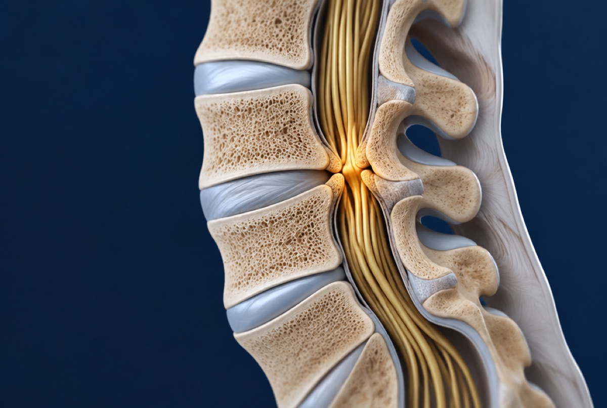 Cross-section of a narrowed lumbar spinal canal